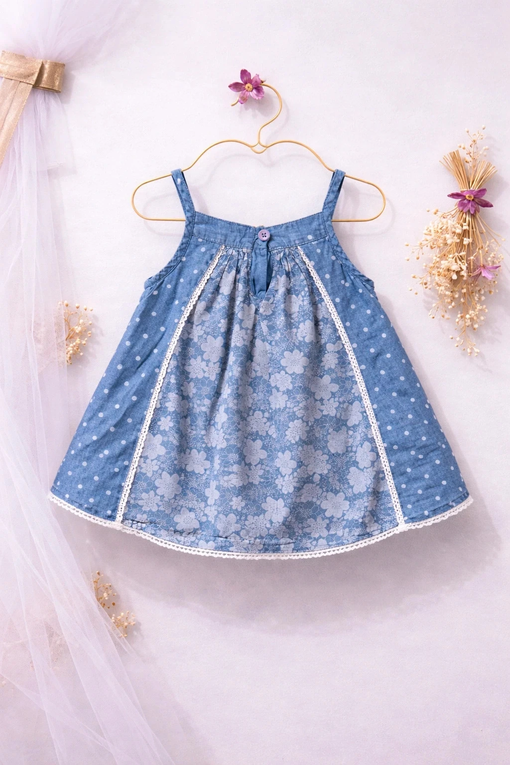 Vestido de bebé para niña Orchestra denim azul – 6 meses 🌸 – photo 2